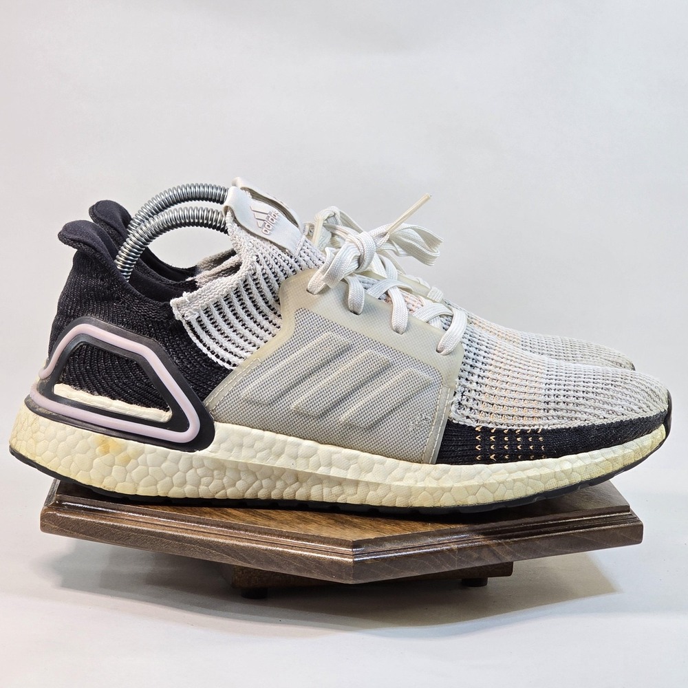 Adidas Ultraboost 19 Shoes Womens Size 9.5 White Black Primeknit Running G27481